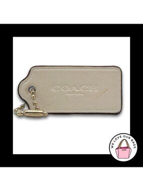 COACH HANG TAG 2" Chalk White Smooth Leather Bag Charm Keychain Fob New York